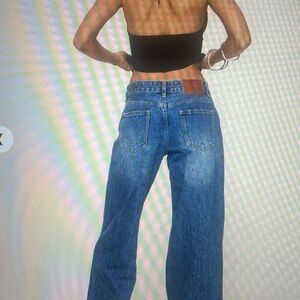 Princess Polly Serenitia Mid Rise Relaxed Jeans Mid Blue Wash NWT